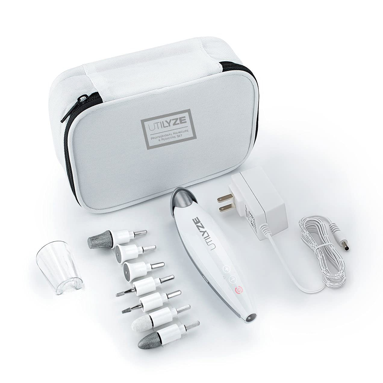 UTILYZE 10-in-1 Professional Electric Manicure & Pedicure Set, Powerful Nail Drill Kit, 10-Speed System, Innovative Touch Control, Tools to File, Buff, Smooth, Shine Nails